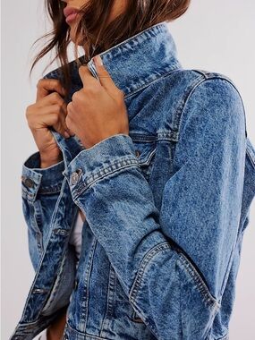 We The Free Light Blue Washed Denim Jacket